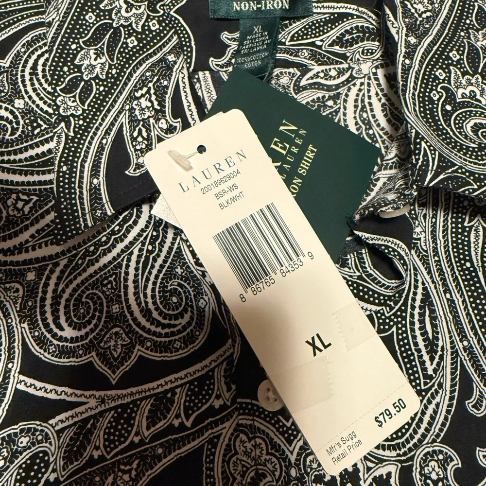 Lauren - Ralph Lauren Womens Black and White Paisley Shirt - Picture 4 of 5